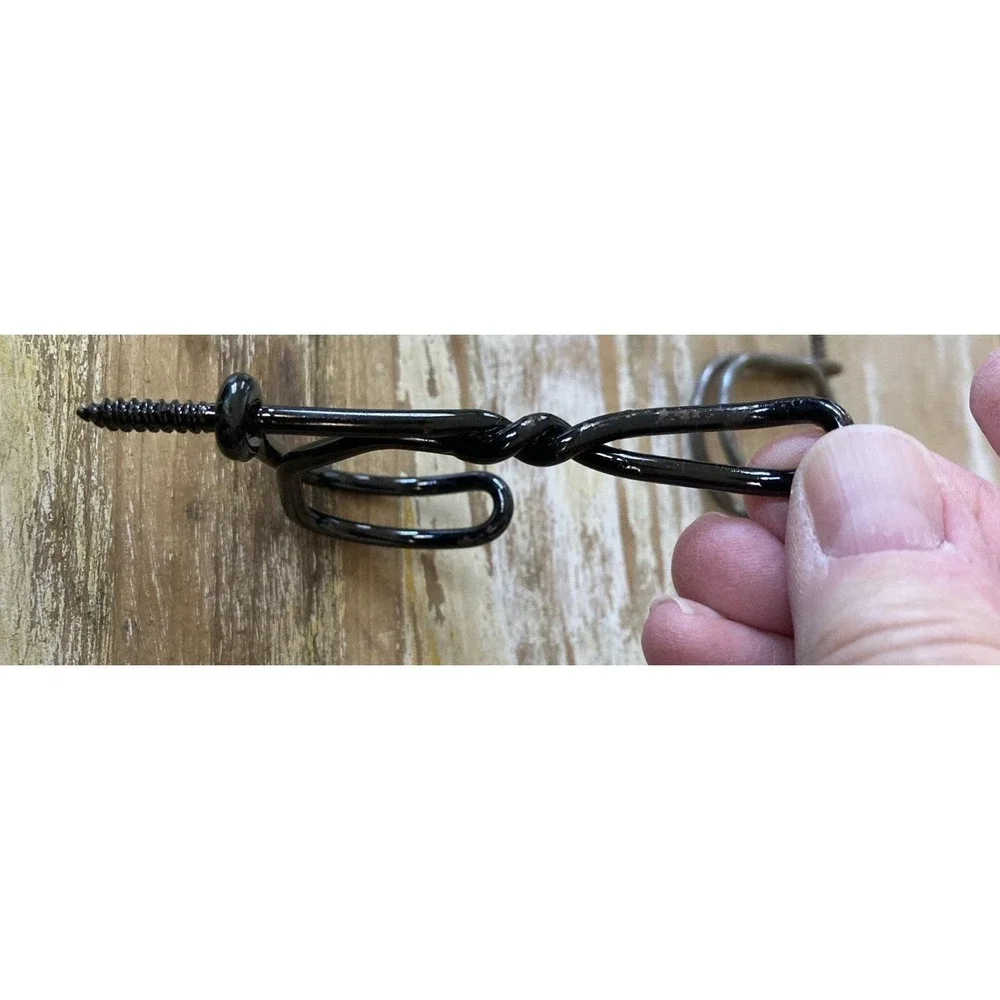 Vintage home hardware twisted straight wire coat hook lot enamel black paint